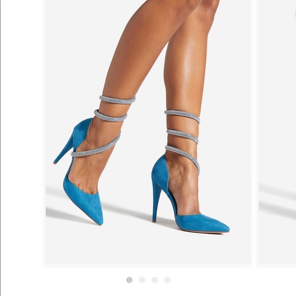 Nib pretty blue wrap around sparkle heels 5” H Sz 10 - Picture 4 of 5